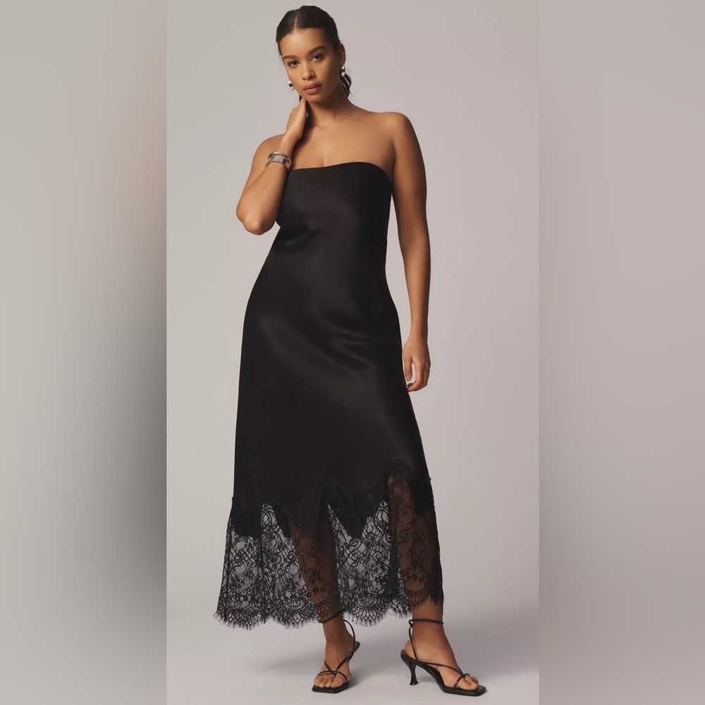 By Anthropologie Lace-Trim Midi Slip Dress